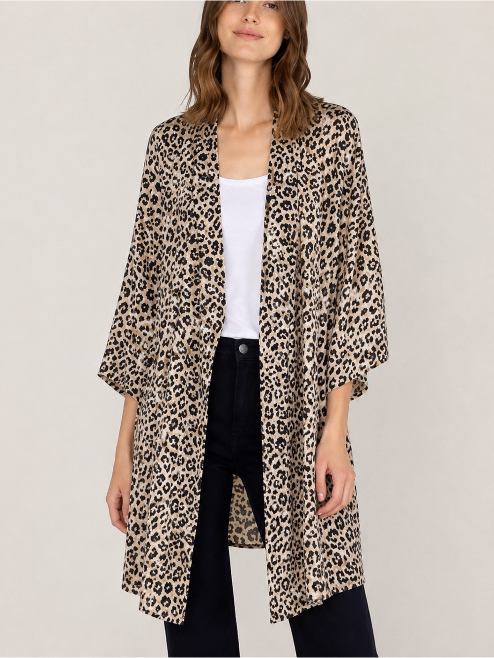 TAHARI LEOPARD PRINT KIMONO DUSTER